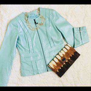Bernardo Mint Green Genuine Leather Jacket